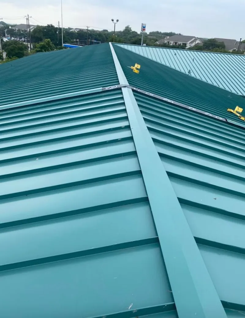 Green commercial metal roof ridge and valley for Metal Roof Repair in Cupertino